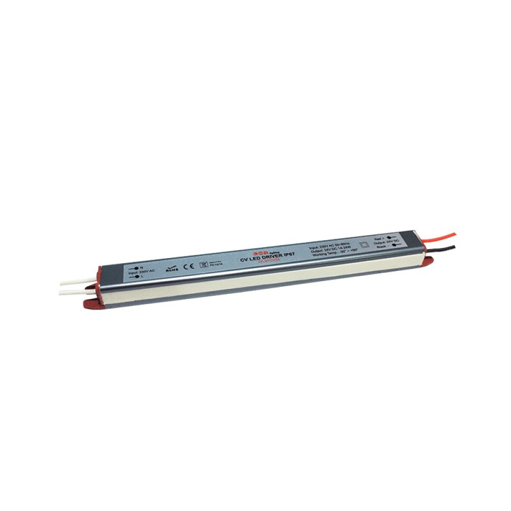 ΓΡΑΜΜΙΚΟ ΜΕΤΑΛΛΙΚΟ CV LED DRIVER 24W 230V AC24V DC 1A IP67 ΜΕ ΚΑΛΩΔΙΑ