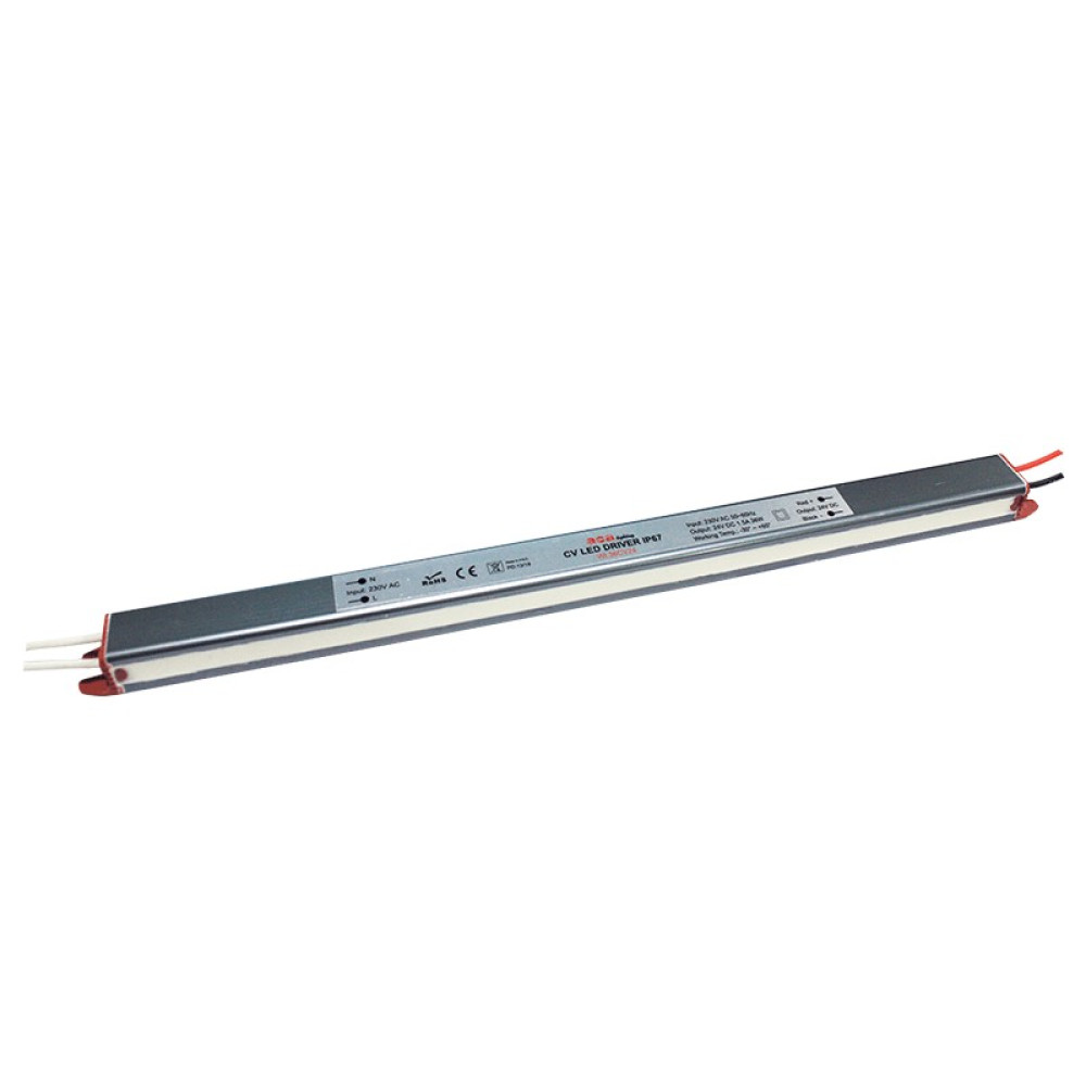 ΓΡΑΜΜΙΚΟ ΜΕΤΑΛΛΙΚΟ CV LED DRIVER 36W 230V AC24V DC 1.5A IP67 ΜΕ ΚΑΛΩΔΙΑ