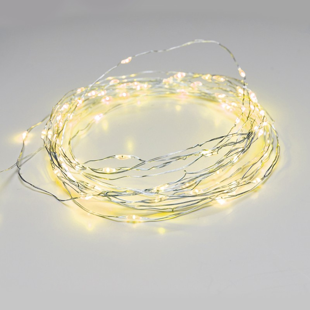 ΛΑΜΠΑΚΙΑ 100 LED 1.8W ΣΕ ΣΕΙΡΑ ΘΕΡΜΟ ΛΕΥΚΟ ΚΑΟΥΤΣΟΥΚ ΚΙΤΡΙΝΟ ΑΣΗΜΙ ΑΝΑ 10mm ΑΝΤΑΠΤΟΡΑ 3VDC ΜΕ 8 ΠΡΟΓΡΑΜΜΑΤΑ &amp; ΚΑΛΩΔΙΟ ΧΑΛΚΟΥ 3m IP44