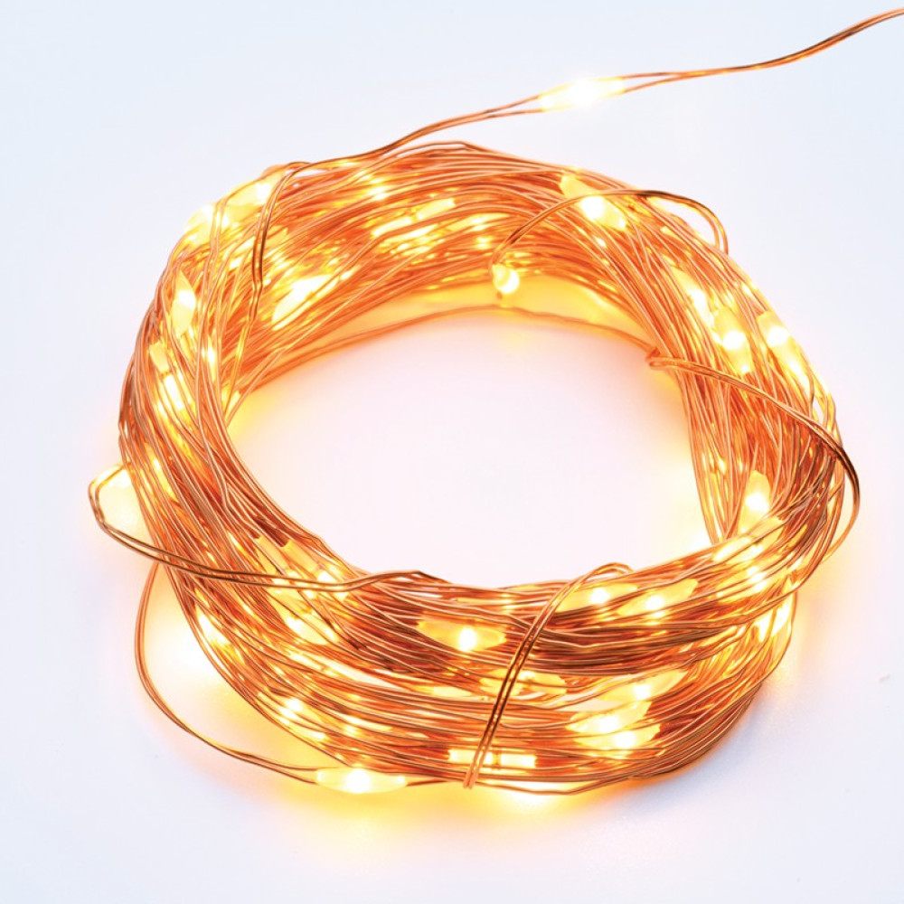ΛΑΜΠΑΚΙΑ 200 LED 6W ΣΕ ΣΕΙΡΑ ΘΕΡΜΟ ΛΕΥΚΟ ΜΕ ΑΝΤΑΠΤΟΡΑ 3VDC &amp; 8 ΠΡΟΓΡΑΜΜΑΤΑ ΧΑΛΚΙΝΟ ΚΑΛΩΔΙΟ ΧΑΛΚΟΥ 3m IP44 200mm