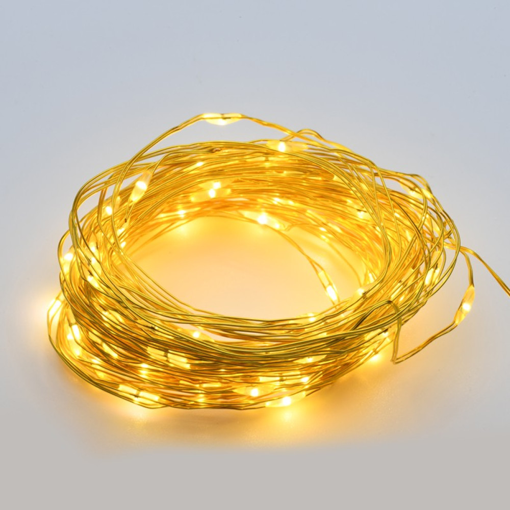 ΛΑΜΠΑΚΙΑ 20 LED 1.2W ΣΕ ΣΕΙΡΑ ΘΕΡΜΟ ΛΕΥΚΟ ΜΕ ΜΠΑΤΑΡΙΕΣ 2xΑΑ &amp; ΧΡΥΣΟ ΚΑΛΩΔΙΟ ΧΑΛΚΟΥ 2m IP20 100mm