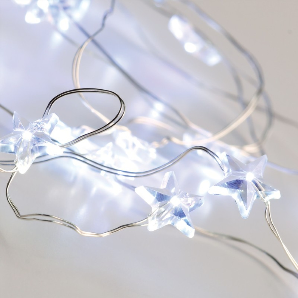 ΛΑΜΠΑΚΙΑ ΔΙΑΚΟΣΜΗΤΙΚΑ ΣΧΕΔΙΟ ΑΣΤΕΡΙΑ 20 LED 1.2W ΨΥΧΡΟ ΛΕΥΚΟ ΑΣΗΜΙ ΚΑΛΩΔΙΟ ΧΑΛΚΟΥ ΚΑΙ ΜΠΑΤΑΡΙΑ 2xAA IP20 2m+100mm