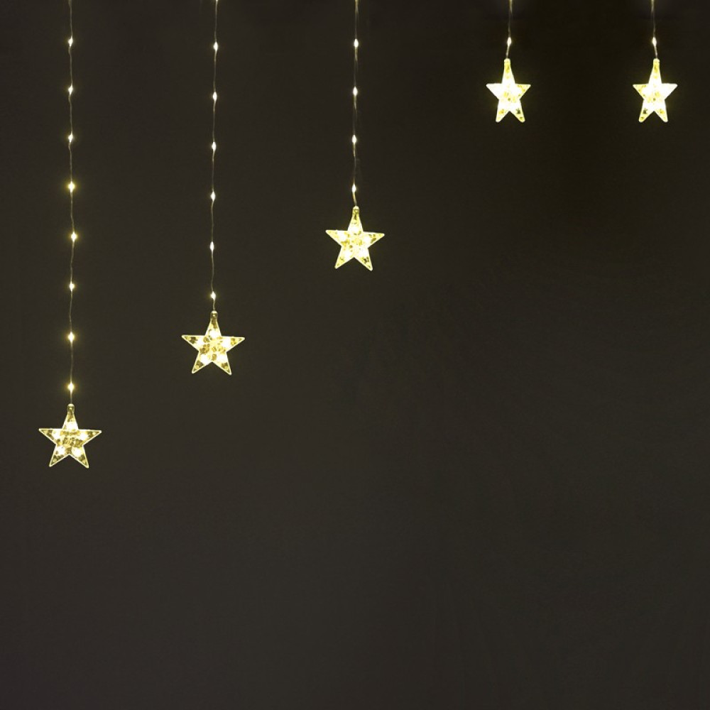 ΛΑΜΠΑΚΙΑ ΚΟΥΡΤΙΝΑ ΣΕ ΣΧΗΜΑ ΑΣΤΕΡΙ 222 LED ΘΕΡΜΟ ΛΕΥΚΟ ΑΝΤΑΠΤΟΡΑ &amp; 8 ΠΡΟΓΡΑΜΜΑΤΑ ME ΔΥΝΑΤΟΤΗΤΑ ΕΠΕΚΤAΣΗΣ MAX 3 ΣΕΤ ΚΑΛΩΔΙΟ ΧΑΛΚΟΥ 3mm IP20 30x12mm