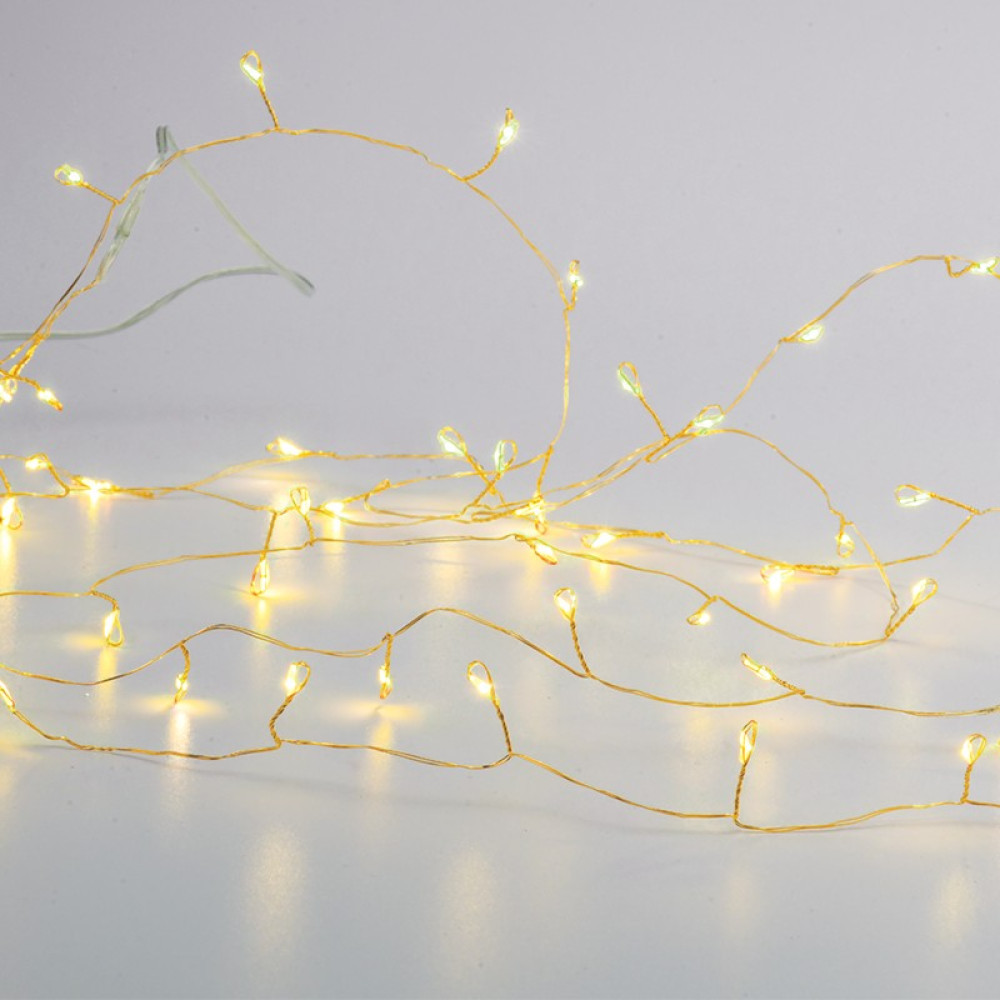 ΛΑΜΠΑΚΙΑ 300 LED ΣΕ ΣΕΙΡΑ 6W ΘΕΡΜΟ ΛΕΥΚΟ ΚΑΟΥΤΣΟΥΚ ΑΝΑ 3mm ΑΝΤΑΠΤΟΡΑ 31VDC ΜΕ 8 ΠΡΟΓΡΑΜΜΑΤΑ &amp; ΚΑΛΩΔΙΟ ΧΡΥΣΟ IP44 3mm