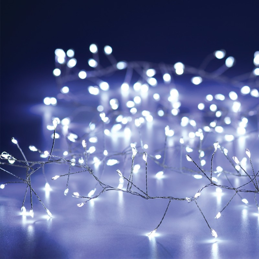 ΛΑΜΠΑΚΙΑ 300 LED ΣΕ ΣΕΙΡΑ 6W ΨΥΧΡΟ ΛΕΥΚΟ ΚΑΟΥΤΣΟΥΚ ΑΝΑ 3mm ΑΝΤΑΠΤΟΡΑ 31VDC ΜΕ 8 ΠΡΟΓΡΑΜΜΑΤΑ &amp; ΚΑΛΩΔΙΟ ΑΣΗΜΙ ΧΑΛΚΟΥ IP44 3mm