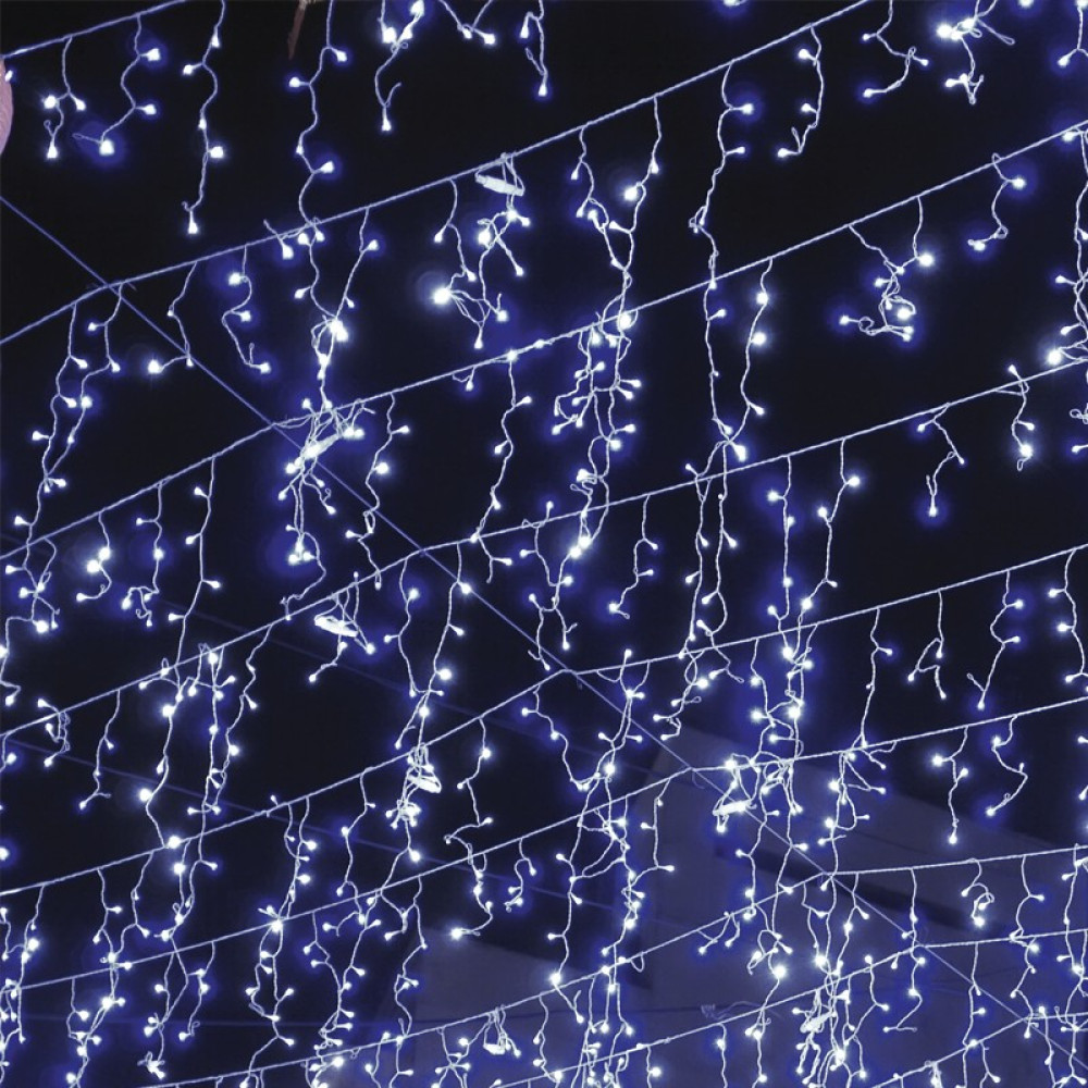 ΧΡΙΣΤΟΥΓΕΝΝΙΑΤΙΚΑ ΛΑΜΠΑΚΙΑ ΒΡΟΧΗ 144 LED ΨΥΧΡΟ ΛΕΥΚΟ 24 ΣΕΙΡΕΣ (5-7-5-7) ΑΝΤΑΠΤΟΡΑΣ 31VDC ΜΕ ΔΥΝΑΤΟΤΗΤΑ ΕΠΕΚΤΑΣΗΣ ΜΑΧ 4 ΣΕΤ &amp; 8 ΠΡΟΓΡΑΜΜΑΤΑ IP44 3000x600mm