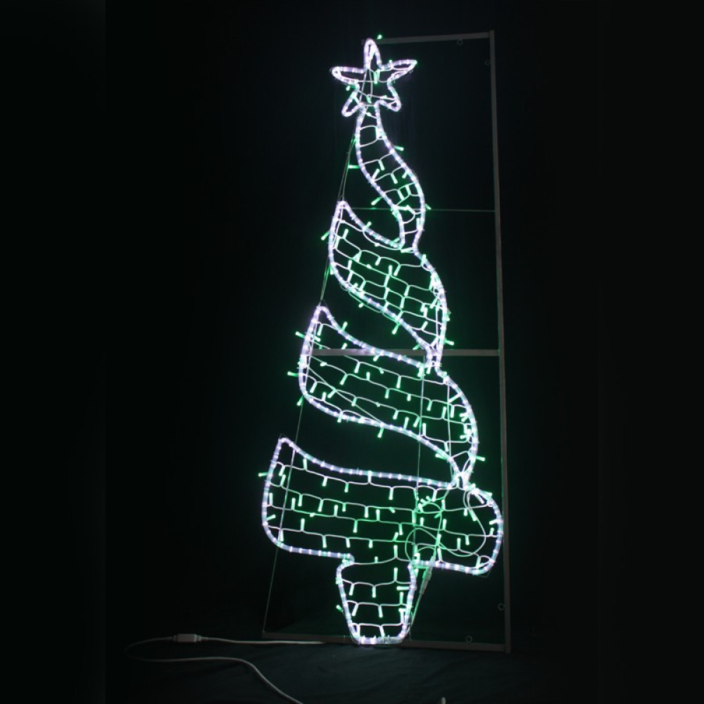 ΧΡΙΣΤΟΥΓΕΝΝΙΑΤΙΚΟ ΔΕΝΤΡΟ ΕΠΙΣΤΗΛΟ 270 LED ΨΥΧΡΟ ΛΕΥΚΟ ΜΟΝΟΚΑΝΑΛΟ 7.5m &amp; 200 LED ΛΑΜΠΑΚΙΑ ΠΡΑΣΙΝΑ ΣΤΑΘΕΡΑ IP44 750xΥ2000mm