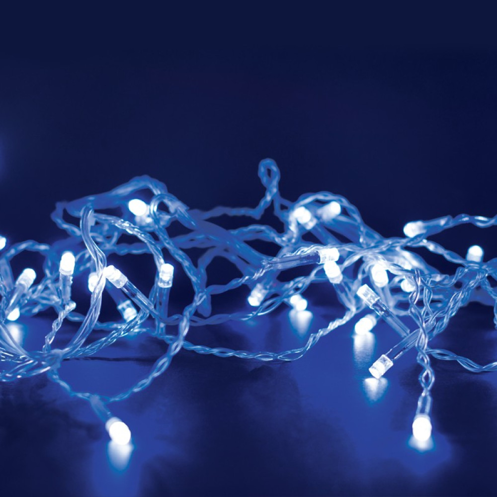 ΛΑΜΠΑΚΙΑ 300 LED ΣΕ ΣΕΙΡΑ ΚΑΟΥΤΣΟΥΚ ΜΠΛΕ ΑΝΑ 50mm ΑΝΤΑΠΤΟΡΑ 31VDC ΜΕ 8 ΠΡΟΓΡΑΜΜΑΤΑ &amp; ΚΑΛΩΔΙΟ ΔΙΑΦΑΝΟ IP44 15mm