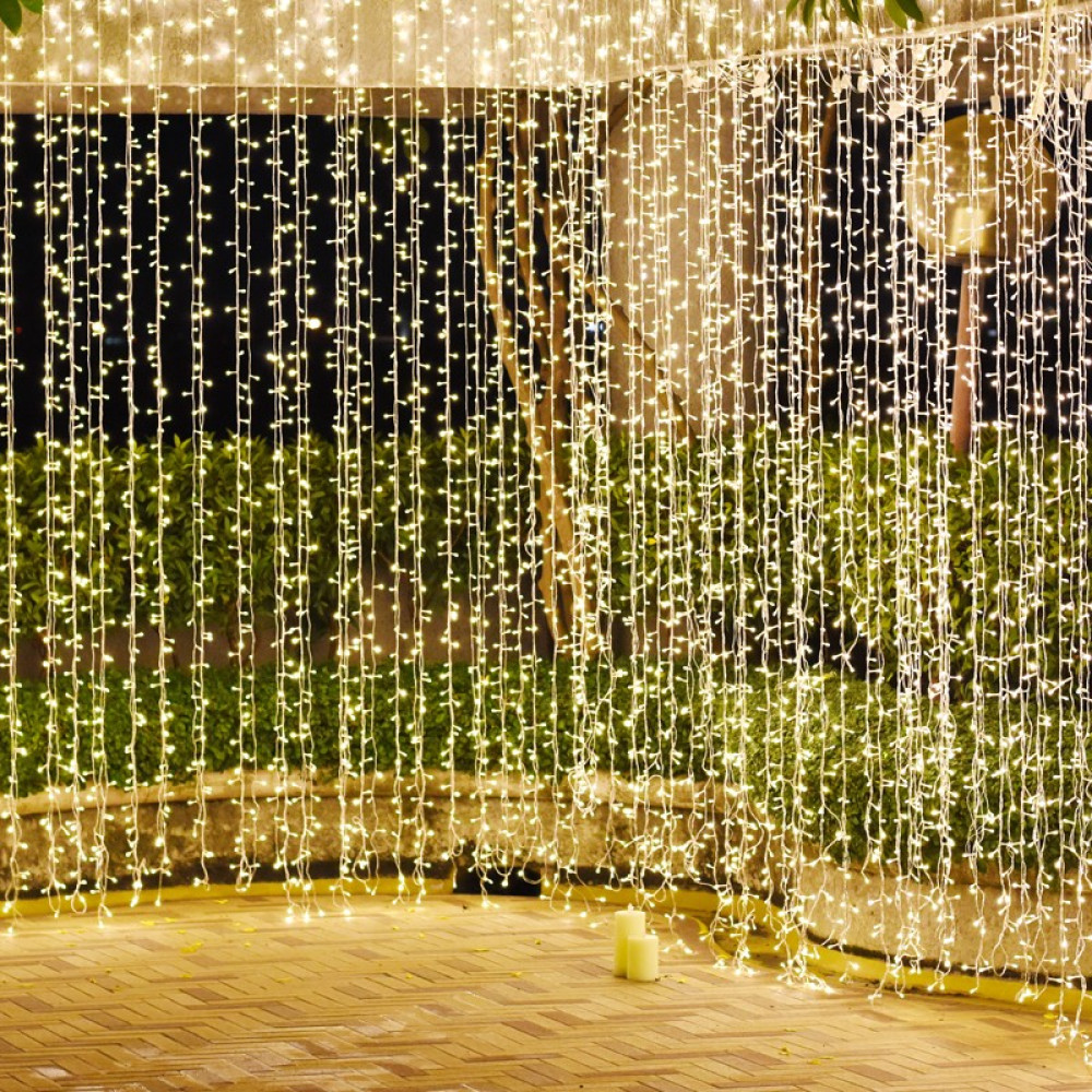 ΛΑΜΠΑΚΙΑ ΚΟΥΡΤΙΝΑ 360 LED 20x18 ΣΕΙΡΕΣ ΘΕΡΜΟ ΛΕΥΚΟ ΣΤΑΘΕΡΑ ΜΕ ΑΝΤΑΠΤΟΡΑ 24VDC &amp; ΔΥΝΑΤΟΤΗΤΑ ΕΠΕΚΤAΣΗΣ MAX 2 ΣΕΤ ME ΚΑΛΩΔΙΟ ΔΙΑΦΑΝΟ IP44 2000x1500mm