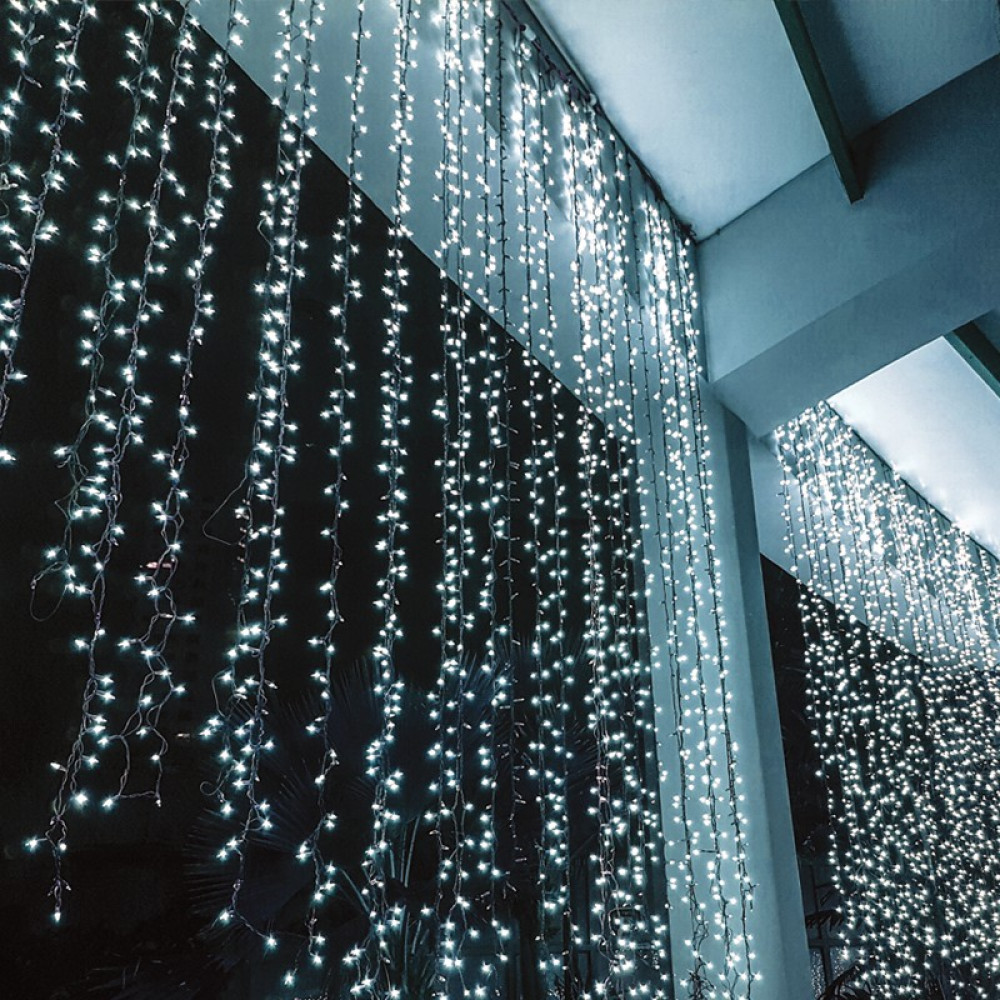 ΛΑΜΠΑΚΙΑ ΚΟΥΡΤΙΝΑ 360 LED 20x18 ΣΕΙΡΕΣ ΨΥΧΡΟ ΛΕΥΚΟ ΣΤΑΘΕΡΑ ΜΕ ΑΝΤΑΠΤΟΡΑ 24VDC &amp; ΔΥΝΑΤΟΤΗΤΑ ΕΠΕΚAΤΣΗΣ MAX 2 ΣΕΤ ME ΚΑΛΩΔΙΟ ΔΙΑΦΑΝΟ IP44 2000x1500mm