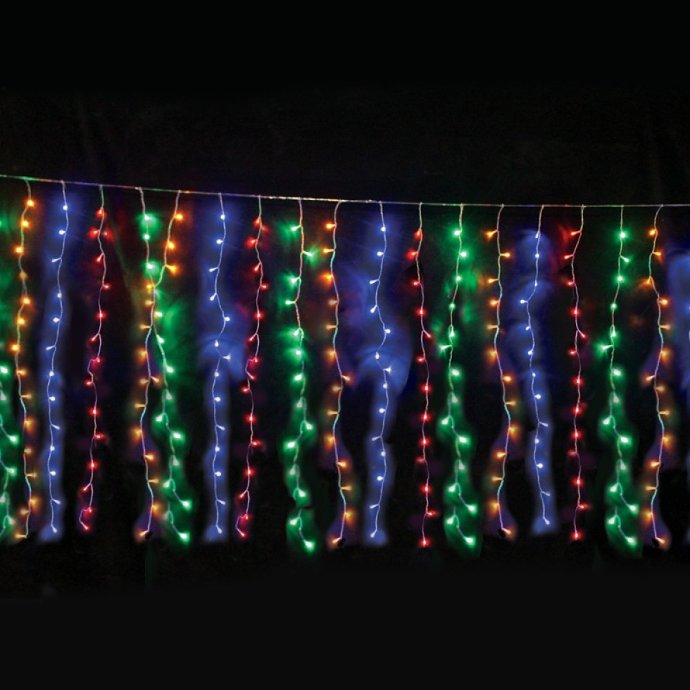 ΛΑΜΠΑΚΙΑ ΚΟΥΡΤΙΝΑ 360 LED 18x20 ΣΕΙΡΕΣ ΠΟΛΥΧΡΩΜΑ ΜΕ ΠΡΟΓΡΑΜΜΑΤΑ &amp; ΑΝΤΑΠΤΟΡΑ 31VDC ΔΥΝΑΤΟΤΗΤΑ ΕΠΕΚΤΑΣΗΣ MAX 2 ΣΕΤ ΜΕ ΚΑΛΩΔΙΟ ΔΙΑΦΑΝΟ IP44 2000x2000mm