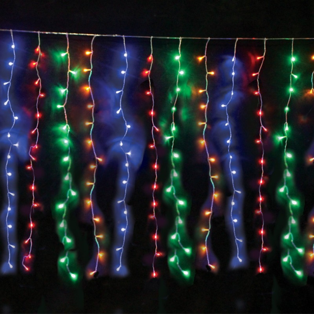 ΛΑΜΠΑΚΙΑ ΚΟΥΡΤΙΝΑ 360 LED 20x18 ΣΕΙΡΕΣ ΠΟΛΥΧΡΩΜΑ ΣΤΑΘΕΡΑ ΜΕ ΑΝΤΑΠΤΟΡΑ 24VDC &amp; ΔΥΝΑΤΟΤΗΤΑ ΕΠΕΚΤAΣΗΣ MAX 4 ΣΕΤ ME ΚΑΛΩΔΙΟ ΔΙΑΦΑΝΟ IP44 2000x1500mm