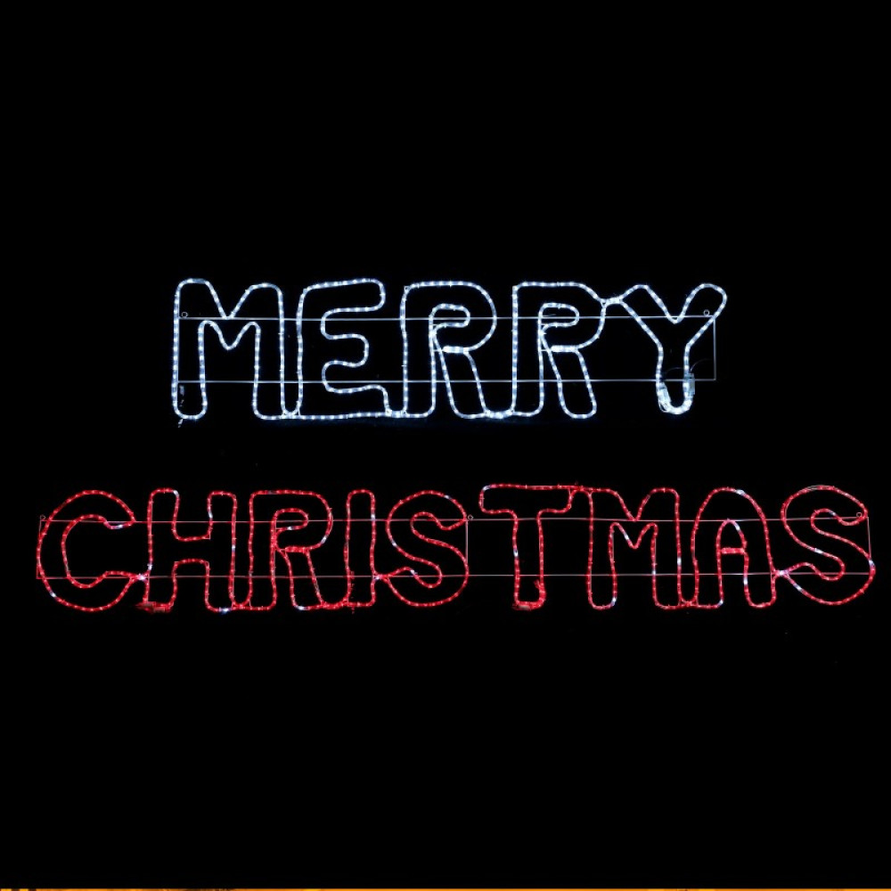MERRY CHRISTMAS ΜΟΝΟΚΑΝΑΛΟΣ ΦΩΤΟΣΩΛΗΝΑΣ 936 LED 26m ΛΕΥΚΟ &amp; KOKKINO FLASH IP65 1600x400mm &amp; 2730x405mm ΜΕ 1.5m ΚΑΛΩΔΙΟ