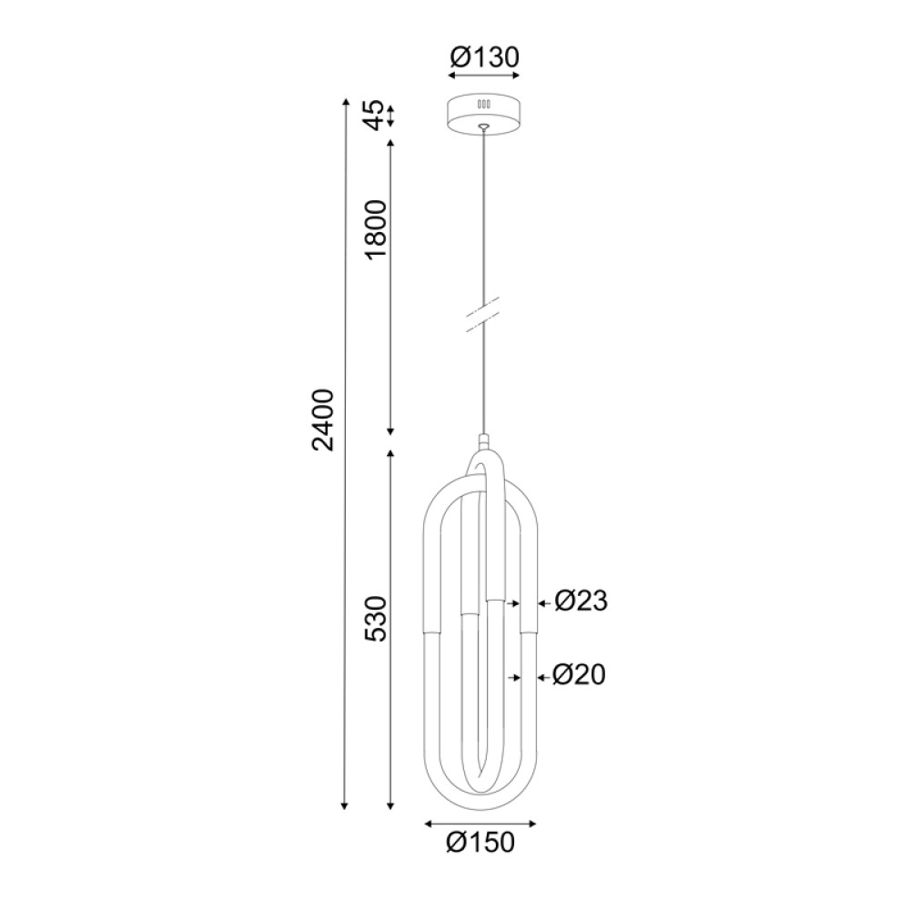 NETTO ΦΩΤΙΣΤΙΚΟ ΚΡΕΜΑΣΤΟ ΧΡΩΜΙΟ ΜΕΤΑΛΛΙΚΟ LED 16W 3000K 1120Lm IP20 Φ150Χ2400mm