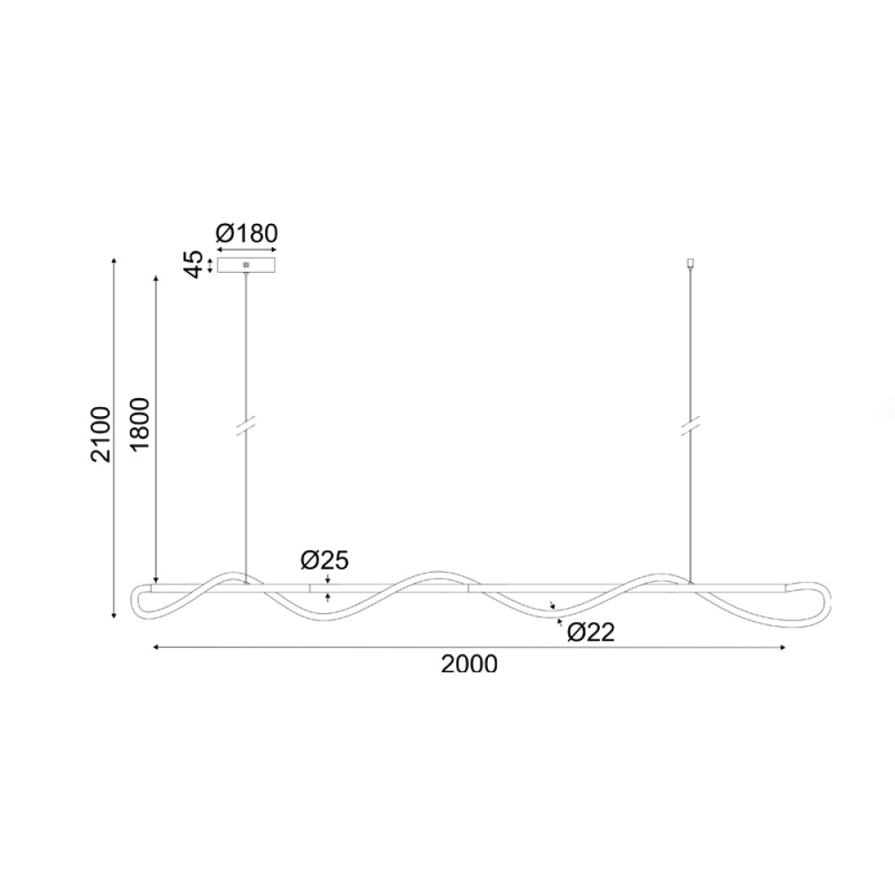KYMA-ΦΩΤΙΣΤΙΚΟ ΚΡΕΜΑΣΤΟ ΜΑΥΡΟ ΜΑΤ ΜΕΤΑΛΛΙΚΟ LED SMD 60W 3000Κ 3300LM IP20 1900Χ60Χ2150ΜΜ