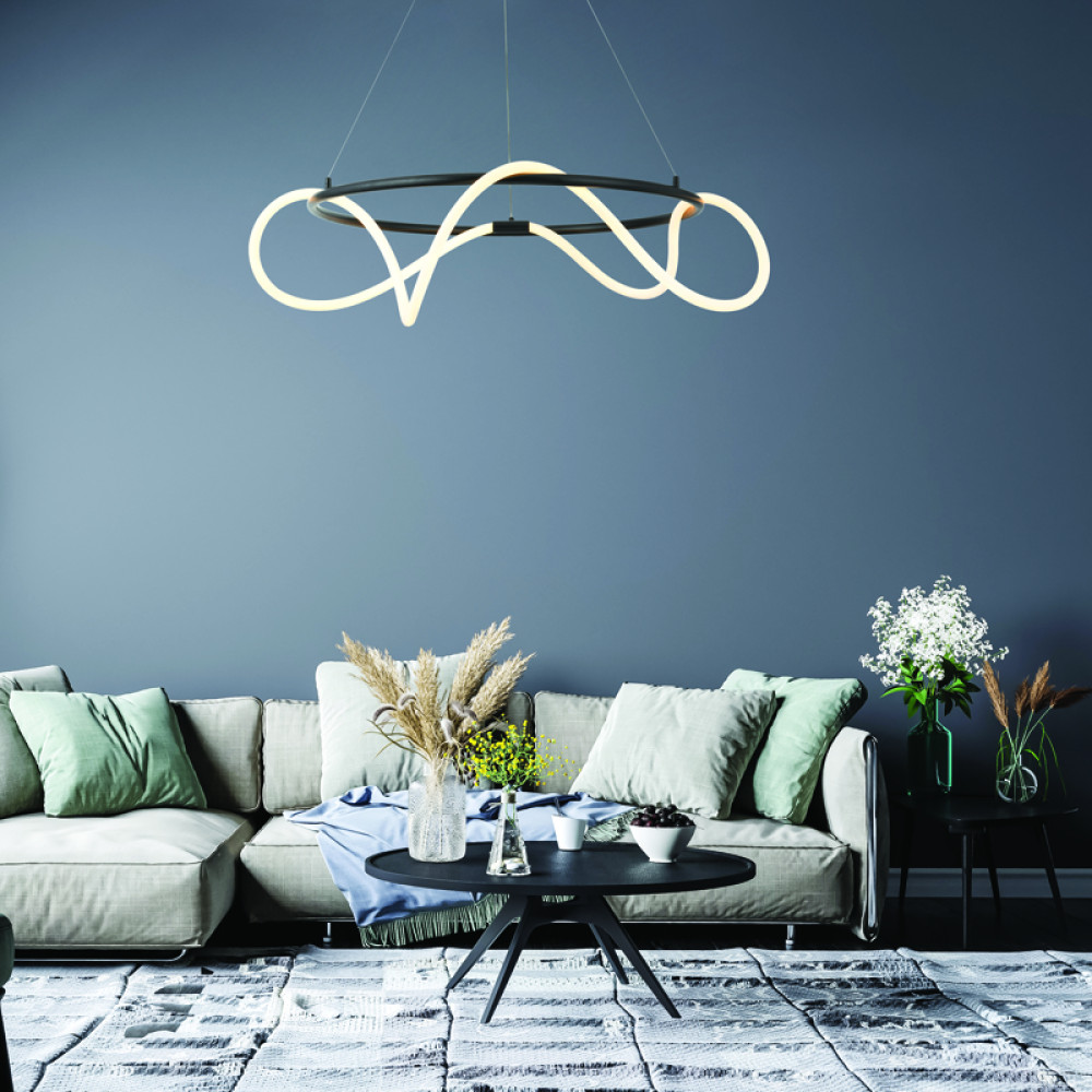 KYMA-ΦΩΤΙΣΤΙΚΟ ΚΡΕΜΑΣΤΟ ΜΑΥΡΟ ΜΑΤ ΜΕΤΑΛΛΙΚΟ LED SMD 60W 3000Κ 3400LM IP20 Φ800Χ2300ΜΜ