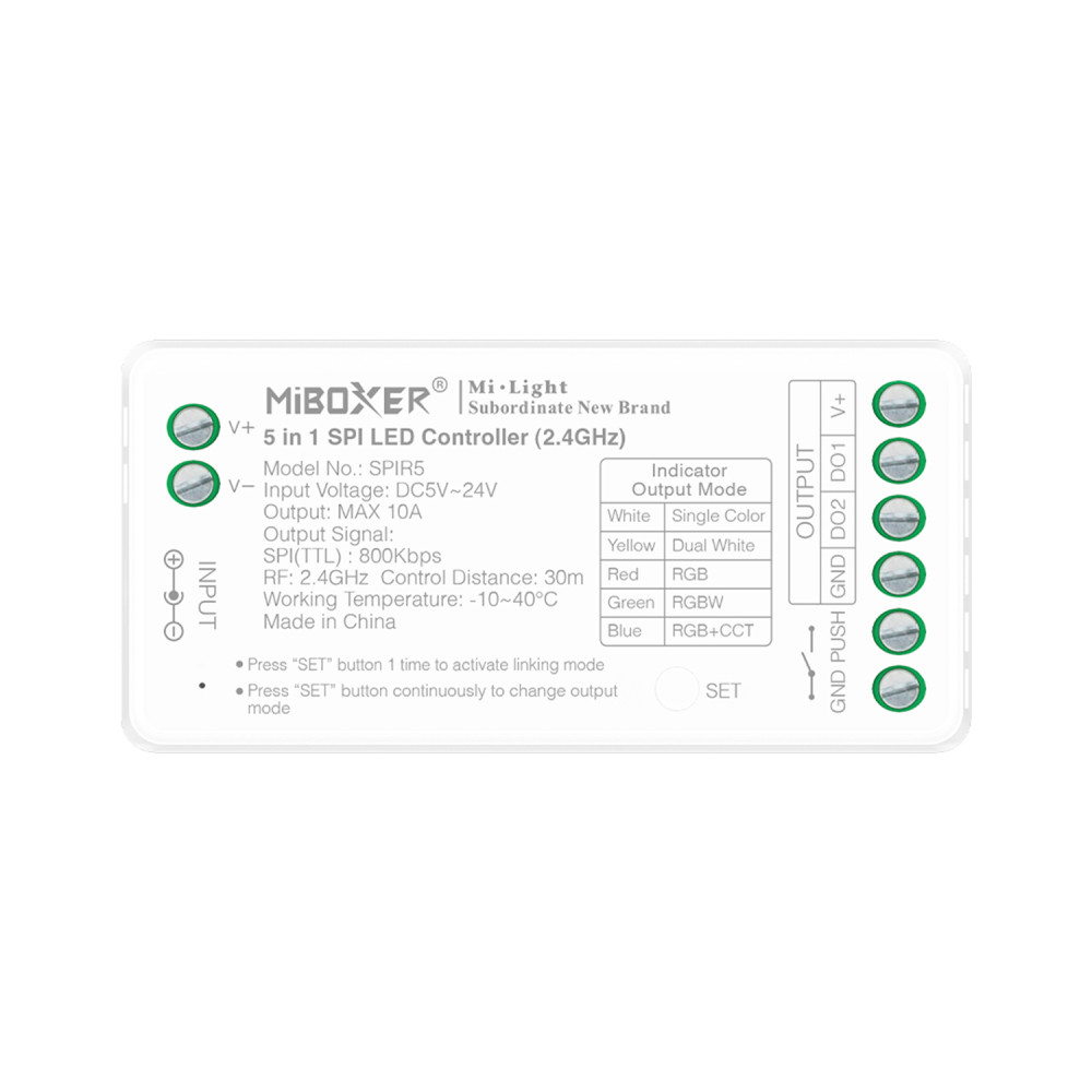 CONTROLLER SPI 5-24V MONO/CCT/RGB/RGBW/RGB+CCT
