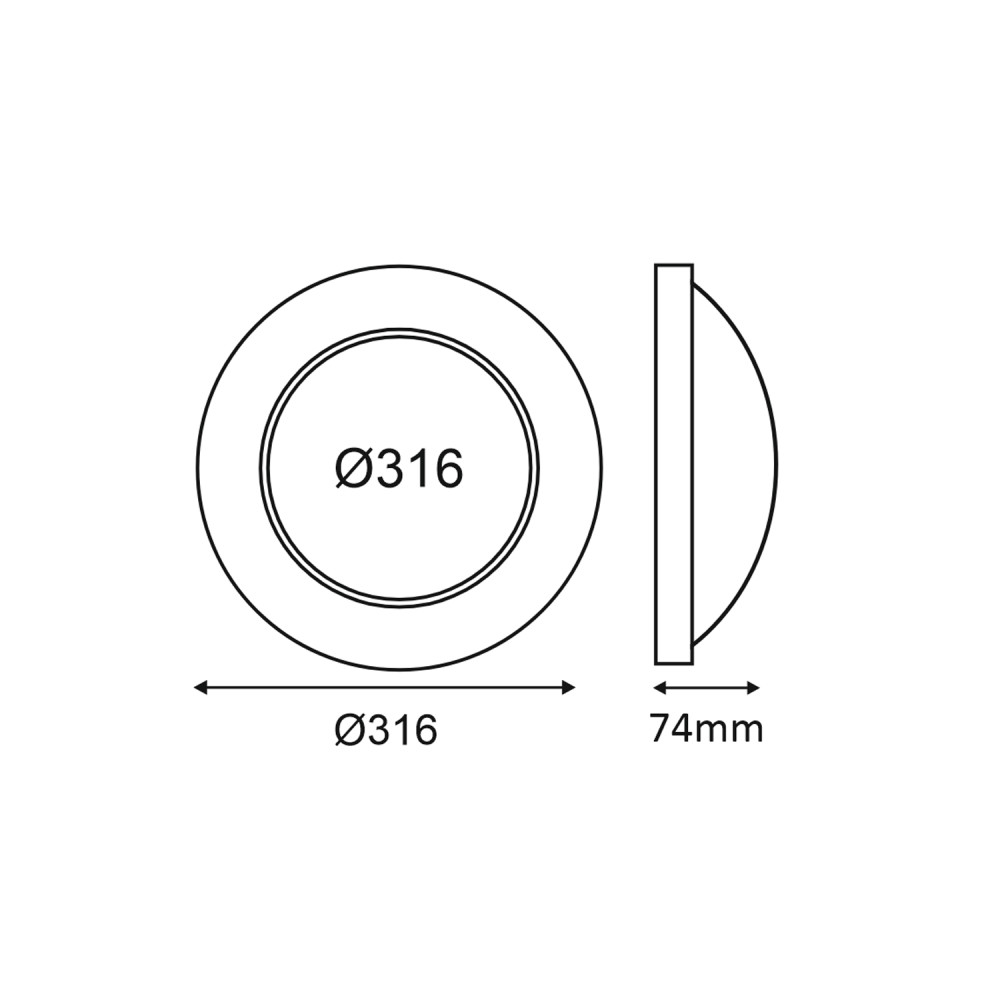 LED ΠΛΑΦΟΝ. CORDIN ΕΝΑΛΛΑΓΗΣ 16W 1920lm/14W 1680lm/8W 1000lm 220-240V 5CCT 120° IP65 Φ316x74mm ΜΑΥΡΟ