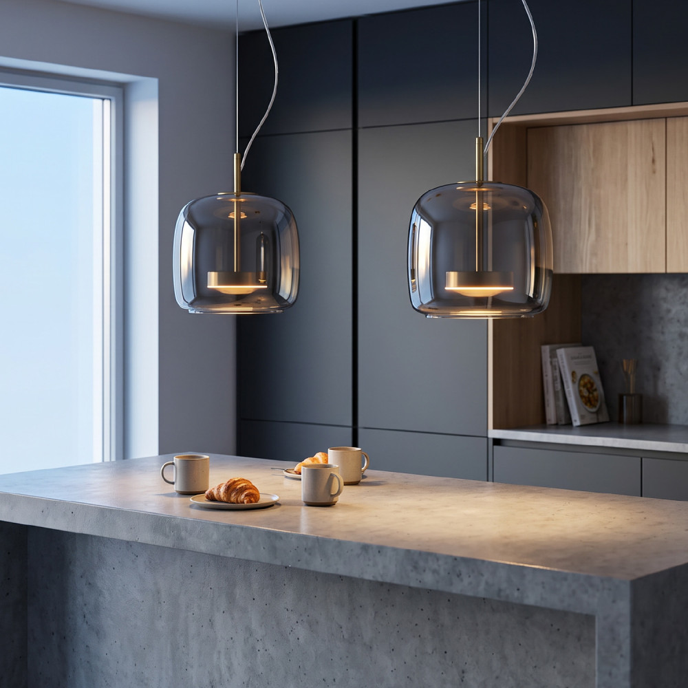 ΚΡΕΜΑΣΤΟ ΦΩΤΙΣΤΙΚΟ ACA HM177CL ΧΡΥΣΟ ΔΙΑΦΑΝΟ ΓΥΑΛΙ LED 10W 3000K-4000K-6000K IP20 D26XH120CM