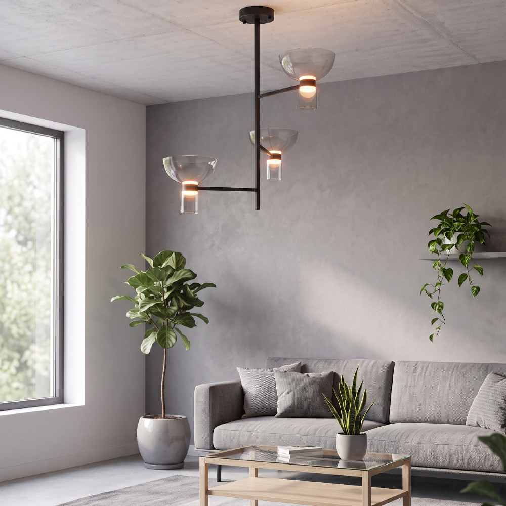ΚΡΕΜΑΣΤΟ ΦΩΤΙΣΤΙΚΟ ACA HM250453A ΜΑΥΡΟ ΔΙΑΦΑΝΕΣ LED 24W 3000K IP20 D85XH78CM