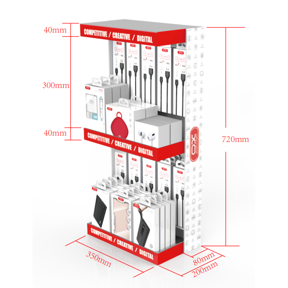 XO ZSJ002 Double deck desktop display rack  720x300x200