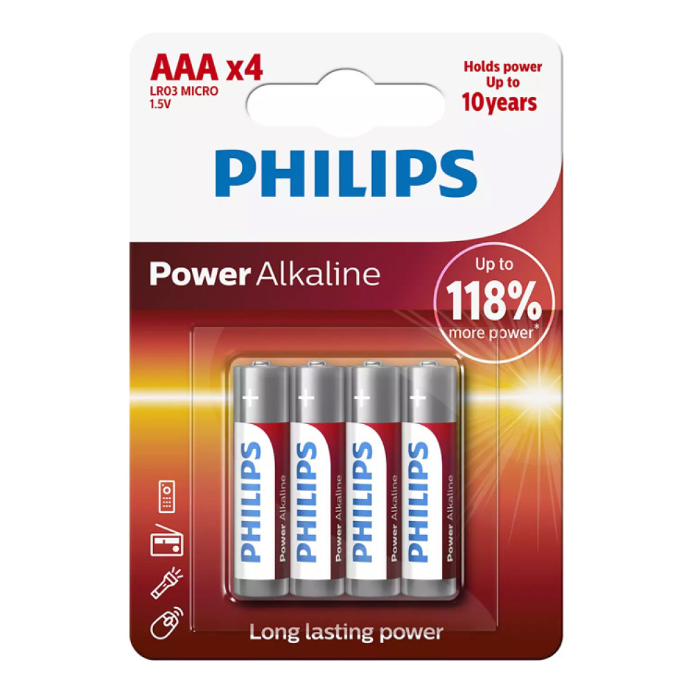 Philips Power Alkaline Μπαταρία LR03P BL4 AAA (4τμχ)