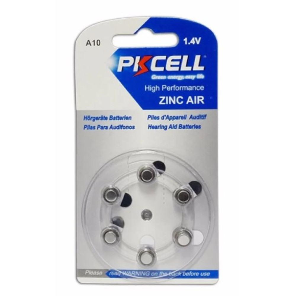 Pkcell 1.4V Zinc Air Μπαταρίες Ακουστικών Βαρηκοΐας A10 6τμχ