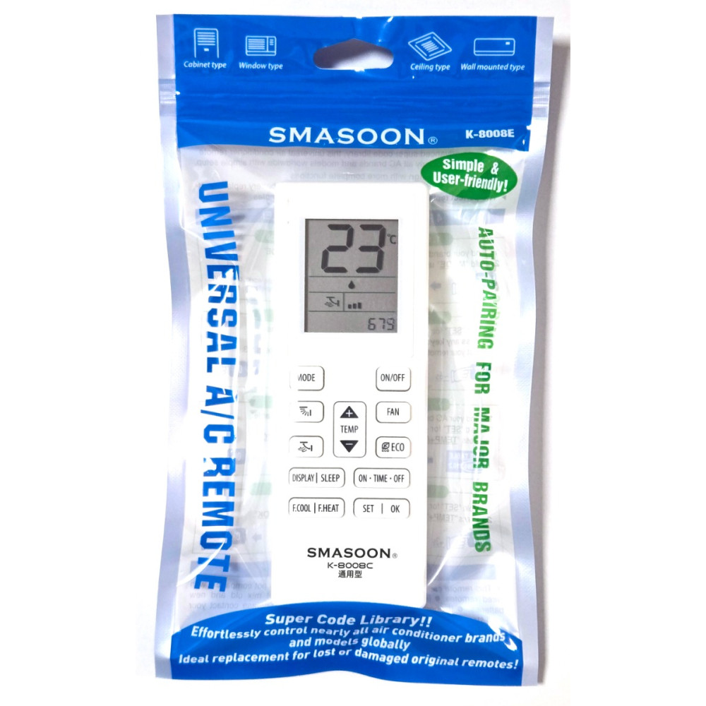 SMASOON K-8008E Universal Τηλεχειριστήριο Κλιματισμού Κίτρινο