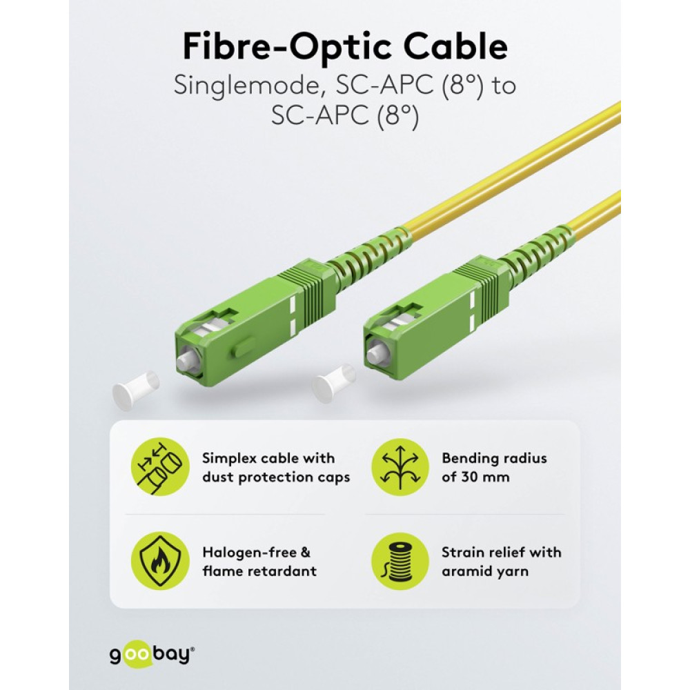 Goobay Καλώδιο Οπτικής Ίνας FTTH Μονής Λειτουργίας OS2 Κίτρινο 5μ