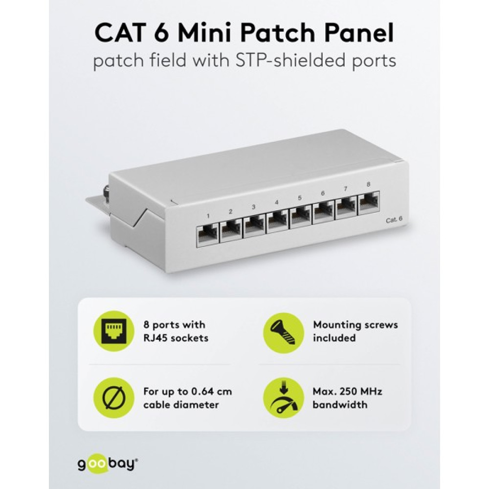 Goobay CAT 6 Patch Panel 8 Θυρών STP Mini/Desktop 93047 Γκρι