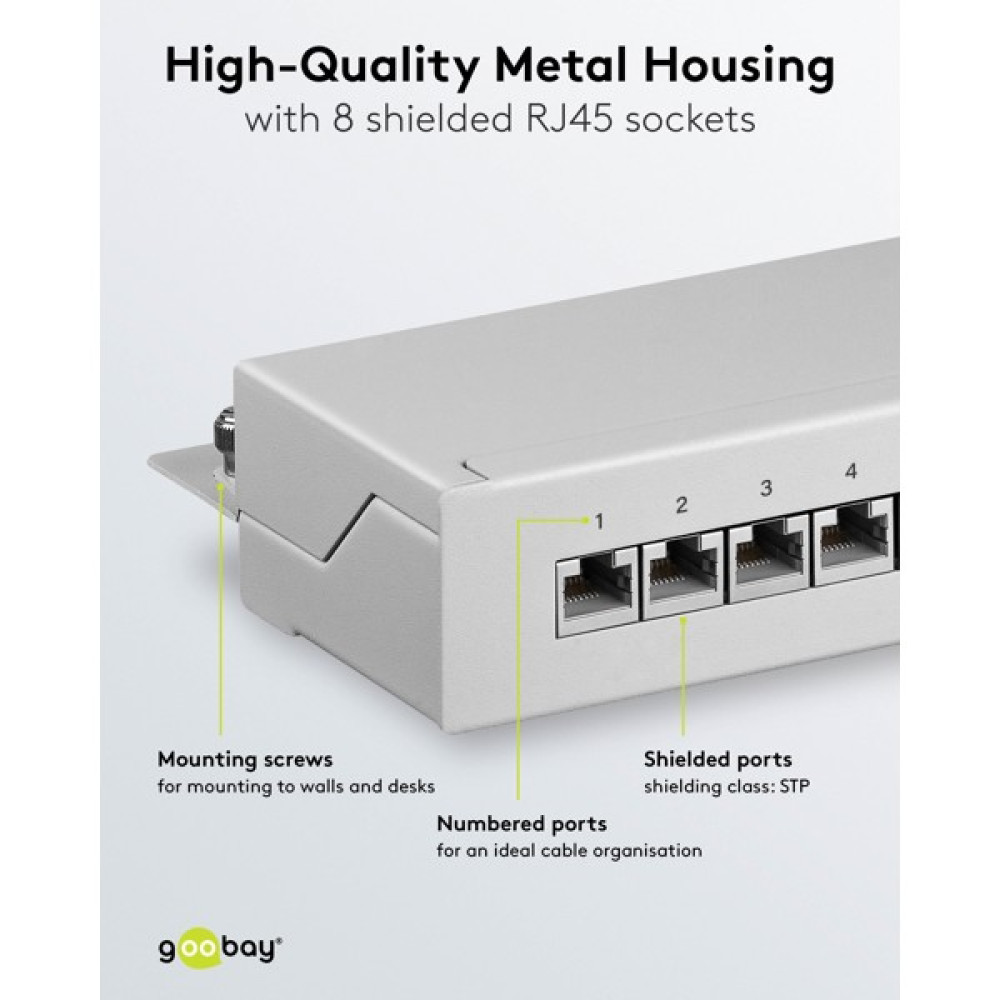 Goobay CAT 6 Patch Panel 8 Θυρών STP Mini/Desktop 93047 Γκρι