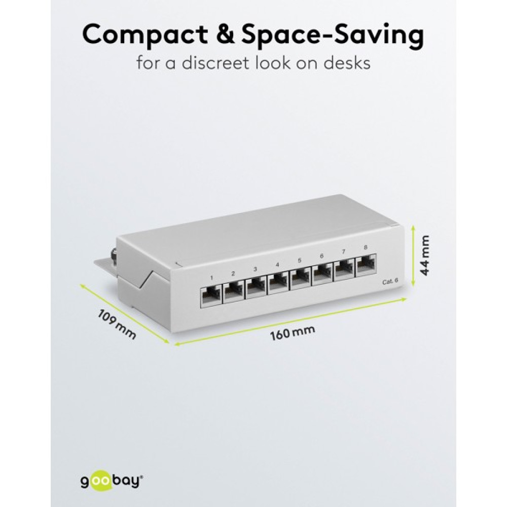 Goobay CAT 6 Patch Panel 8 Θυρών STP Mini/Desktop 93047 Γκρι