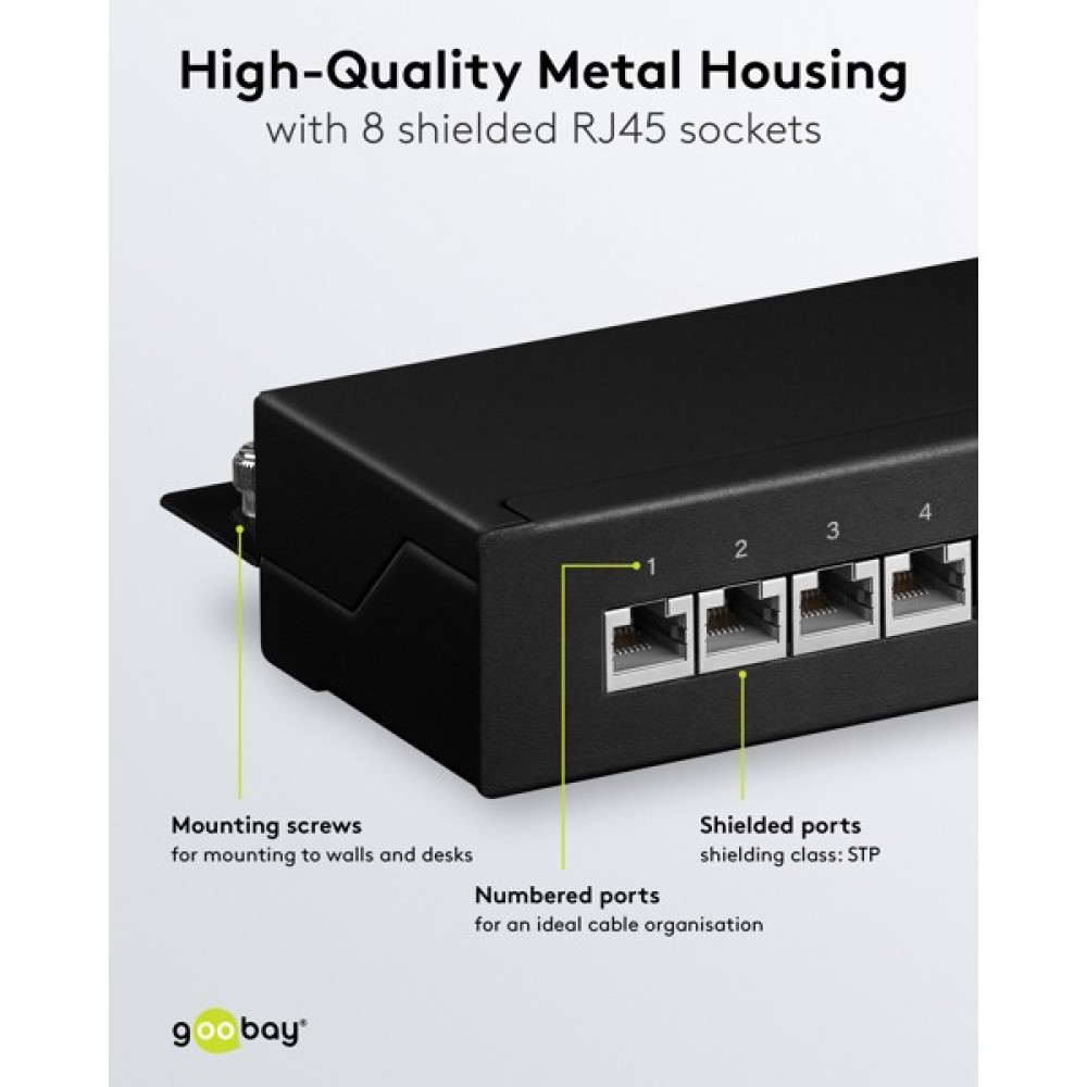 Goobay CAT 6 Patch Panel 8 Θυρών Mini/Desktop 96105 Μαύρο