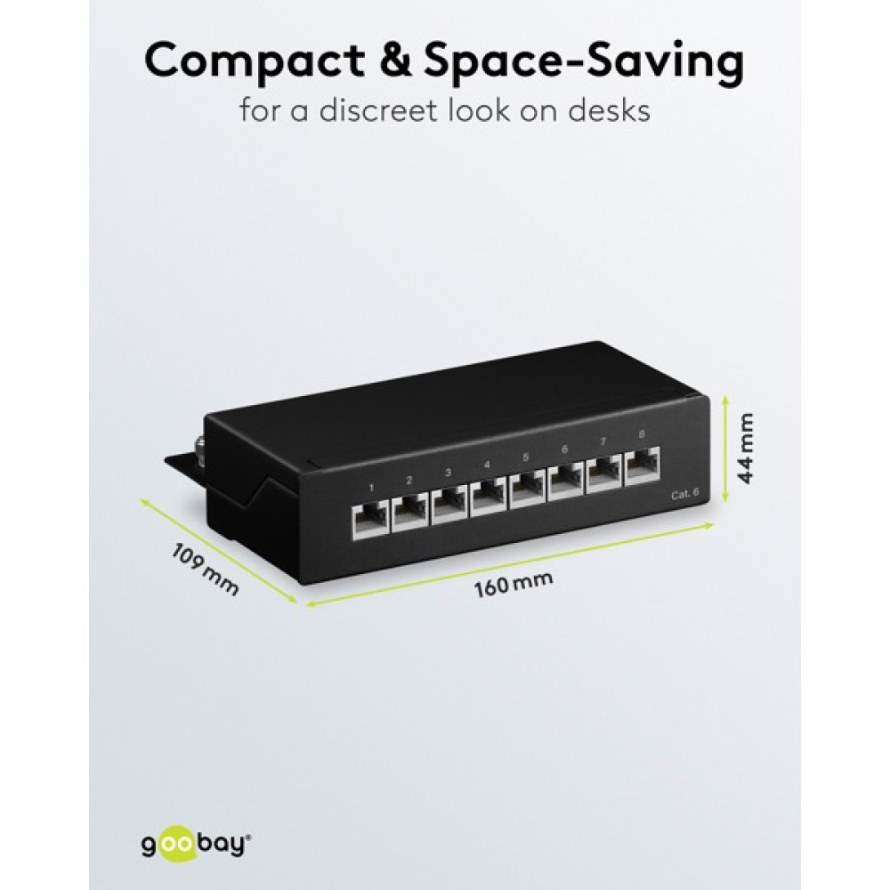Goobay CAT 6 Patch Panel 8 Θυρών Mini/Desktop 96105 Μαύρο