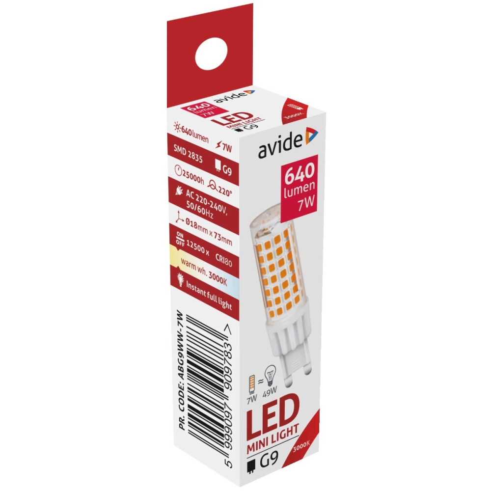 Avide LED G9 7W 220° Θερμό 3000K