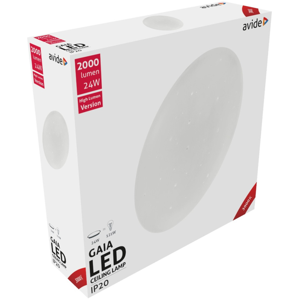 Avide LED Μοντέρνα Πλαφονιέρα Οροφής Gaia 24W 380*105.0mm Θερμό 3000K