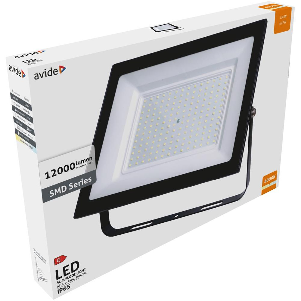 Avide LED Προβολέας Slim SMD 150W Λευκό 4000K