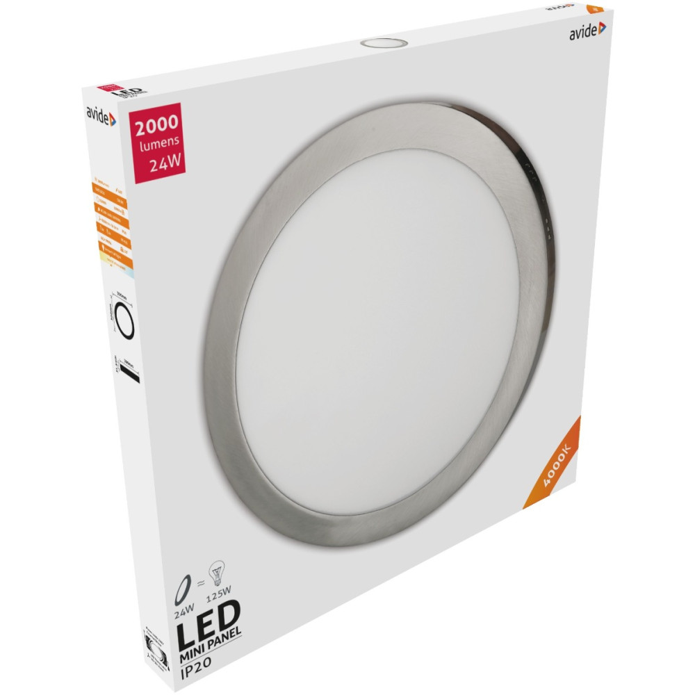 Avide LED Πλαφονιέρα Στρογγυλό Αλουμίνιο Σατέν Νίκελ 24W Λευκό 4000K