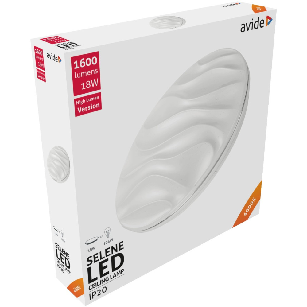 Avide LED Πλαφονιέρα Oyster Selene 18W 330*68mm NW 4000K