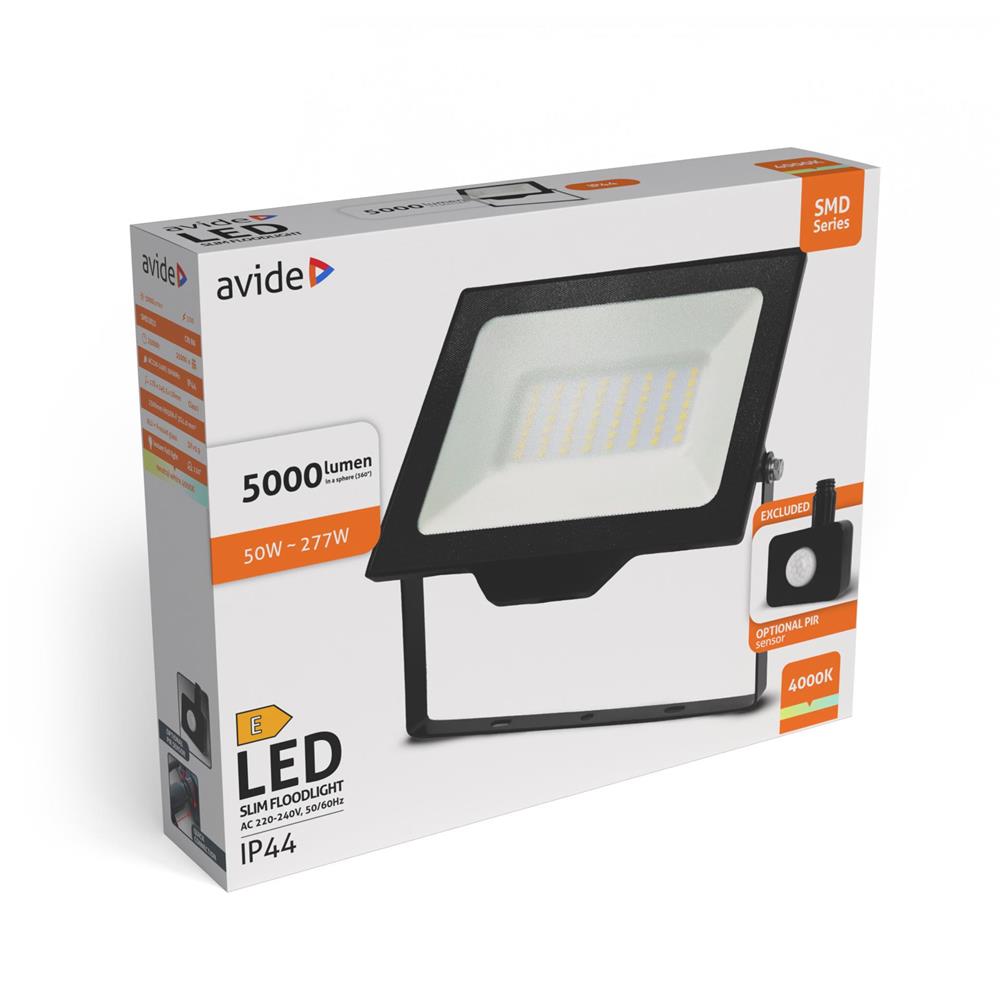Avide LED Προβολέας SMD 50W NW 4000K με Δυνατότητα Προσθήκης Αισθητήρα PIR (Δεν περιλαμβάνεται)