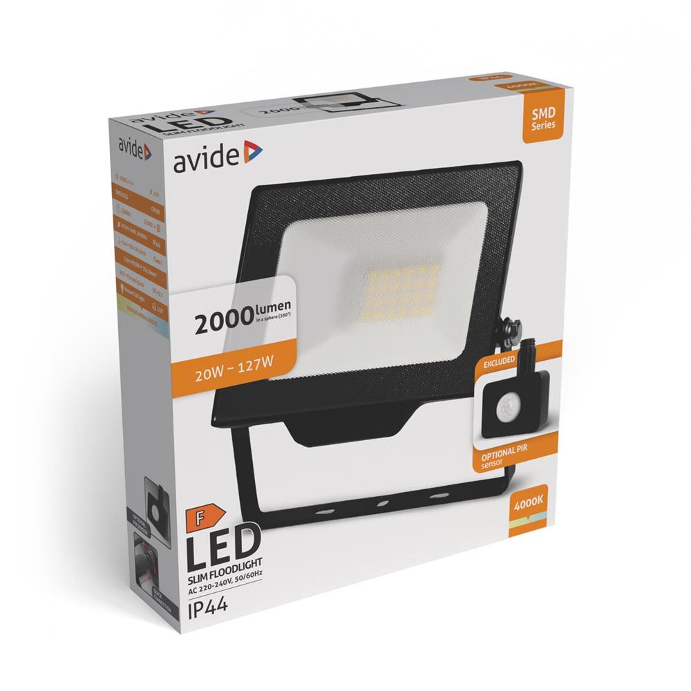 Avide LED Προβολέας SMD 20W NW 4000K με Προαιρετικό PIR