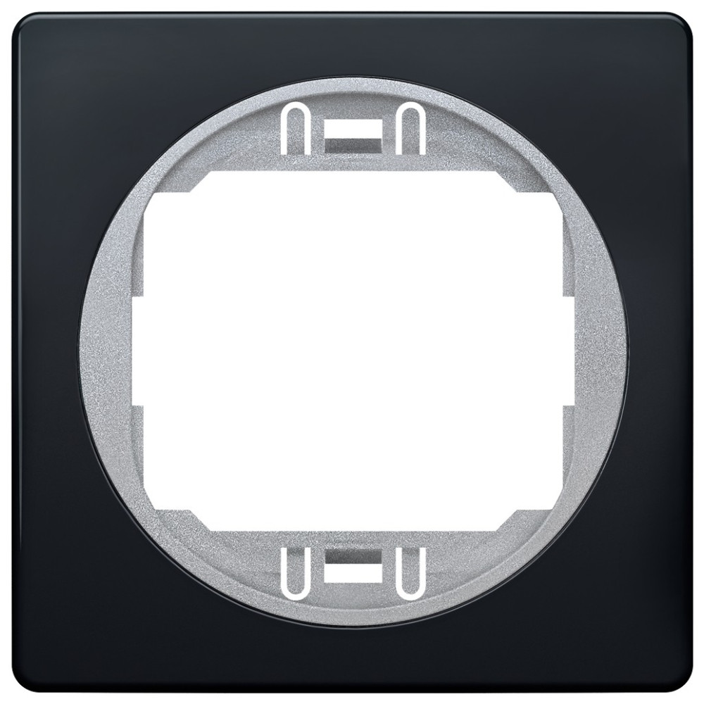 EON E6801.E1S One-gang frame 80x80, soft-touch black with silver holder