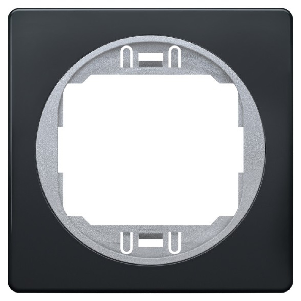EON E6801.ES One-gang frame 80x80,  black with silver holder
