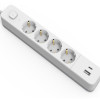 Entac Πολύπριζο 4 Θέσεων Με Διακόπτη D2 1.5m 1xUSB-A x 1xUSB-C 3G1.5