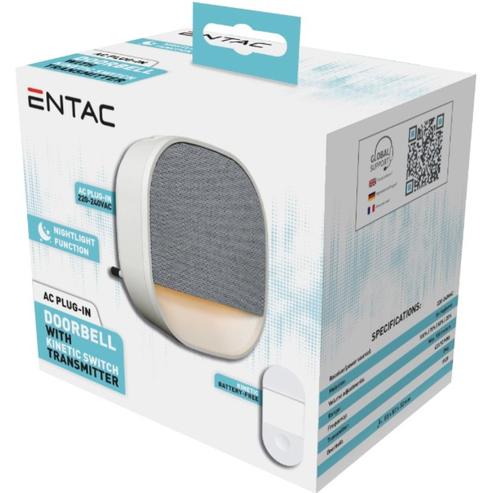 Entac Κουδούνι AC Plug-in, με φως νυκτός και Κινητικό Διακόπτη