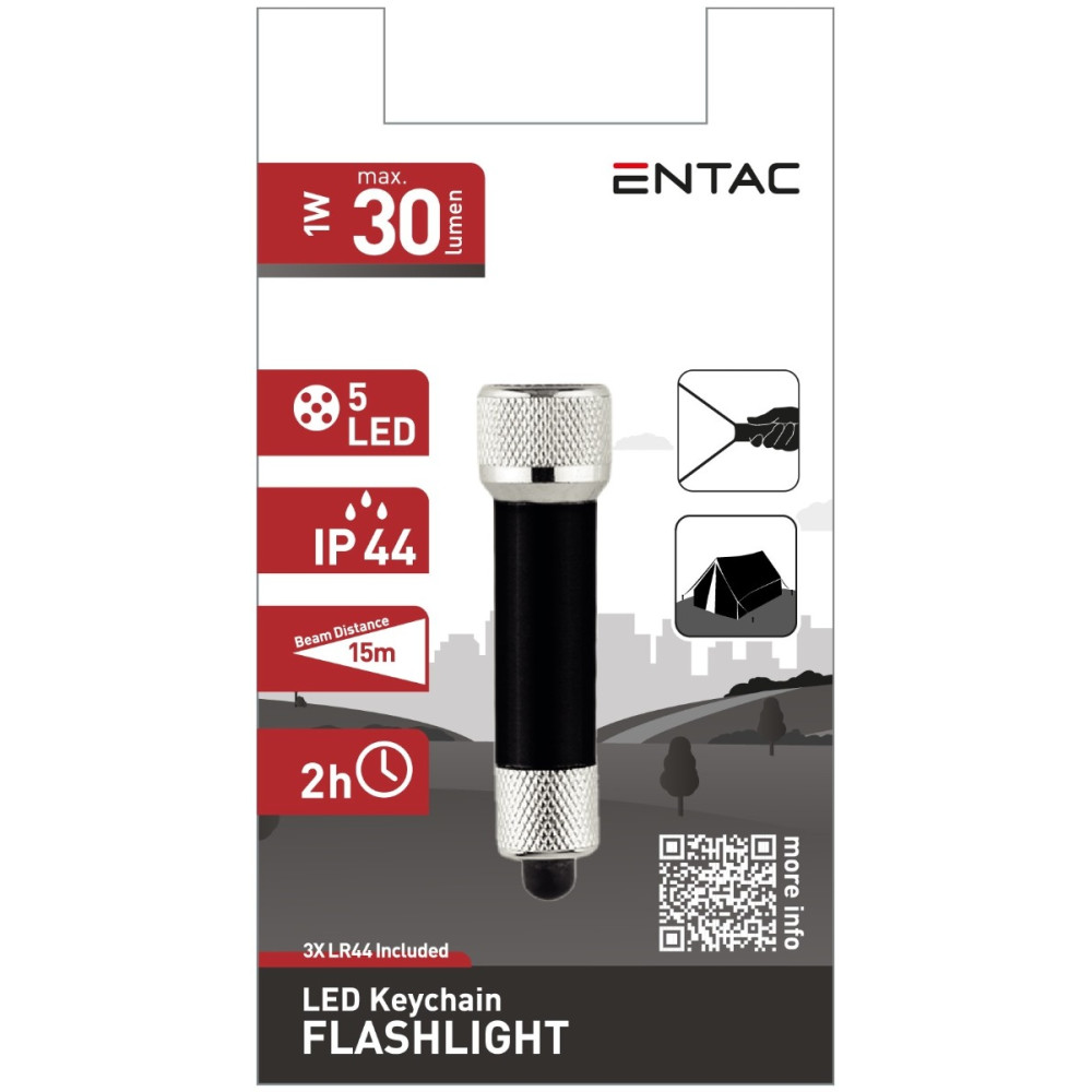 Entac Φακός 5 LED Μπρελόκ Μαύρο