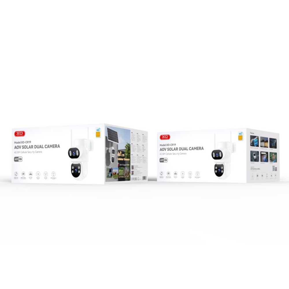 XO CR19 Εξωτερική Solar Κάμερα 4G AOV με Διπλό Φακό & 4 Megapixel