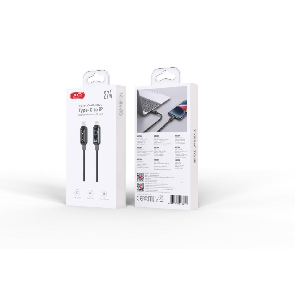 XO NB-Q312C Καλώδιο Φόρτισης & Δεδομένων Type-C σε Lightning 27W 1m