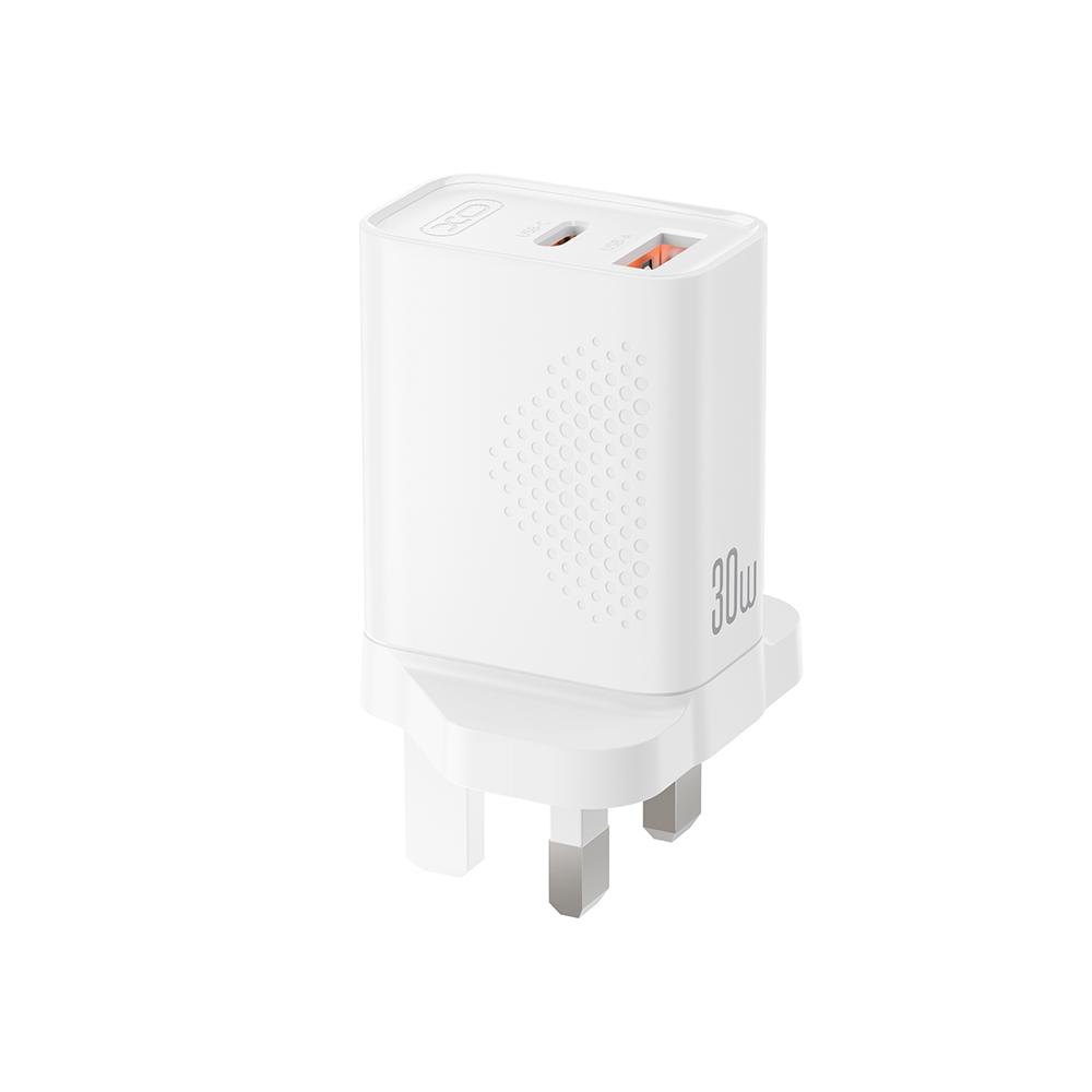 XO L163 PD30W QC Φορτιστής UK Γρήγορης Φόρτισης 18W USB-A & Type-C