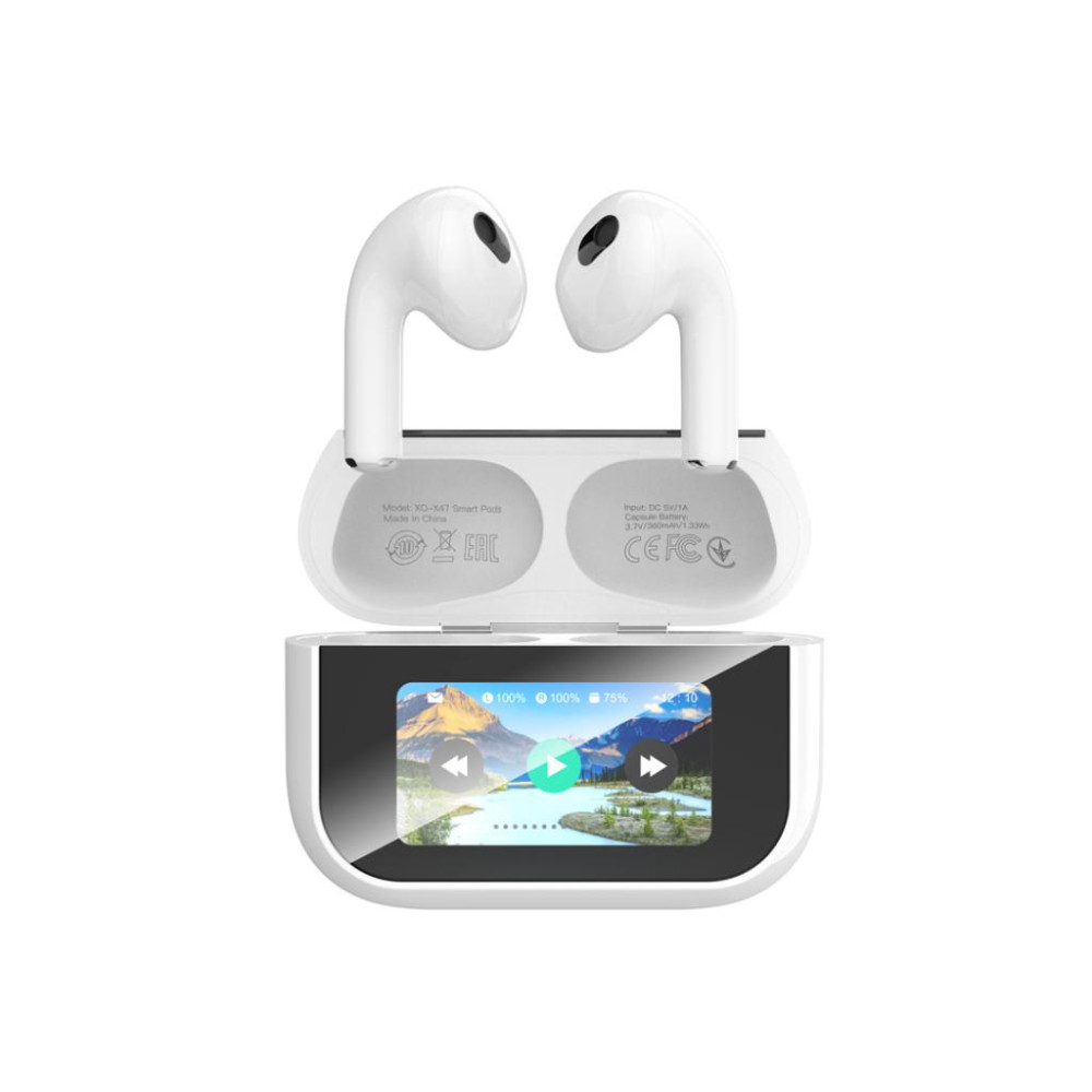 XO X47 Smart TWS Ακουστικά 4ης Γενιάς με Οθόνη (Λευκά)